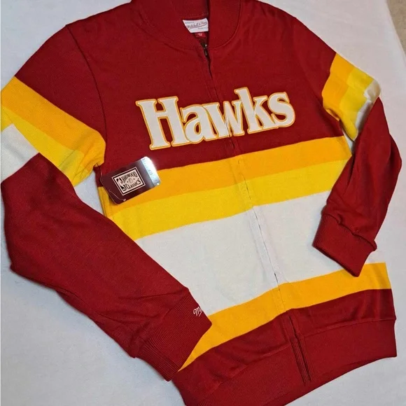 Atlanta Hawks x Mitchell & Ness NBA Front Stripe Full Zipper Sweater - SZ SMALL